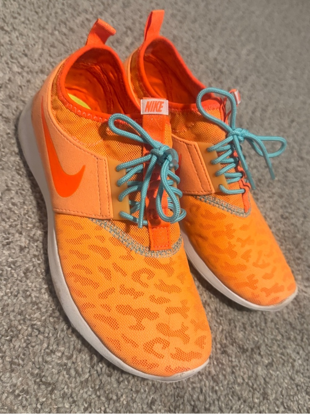 Nike Bright Orange Sneakers with Teal Laces